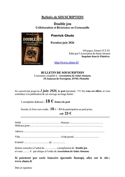 Bulletin de souscription Double Jeu à télécharger